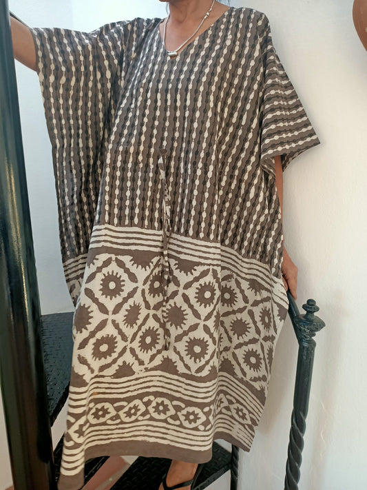 New colours  added Midi kaftan,Block print kaftan,caftan,Cotton caftan,Gifts for her,Boho dress,Plus size dress,