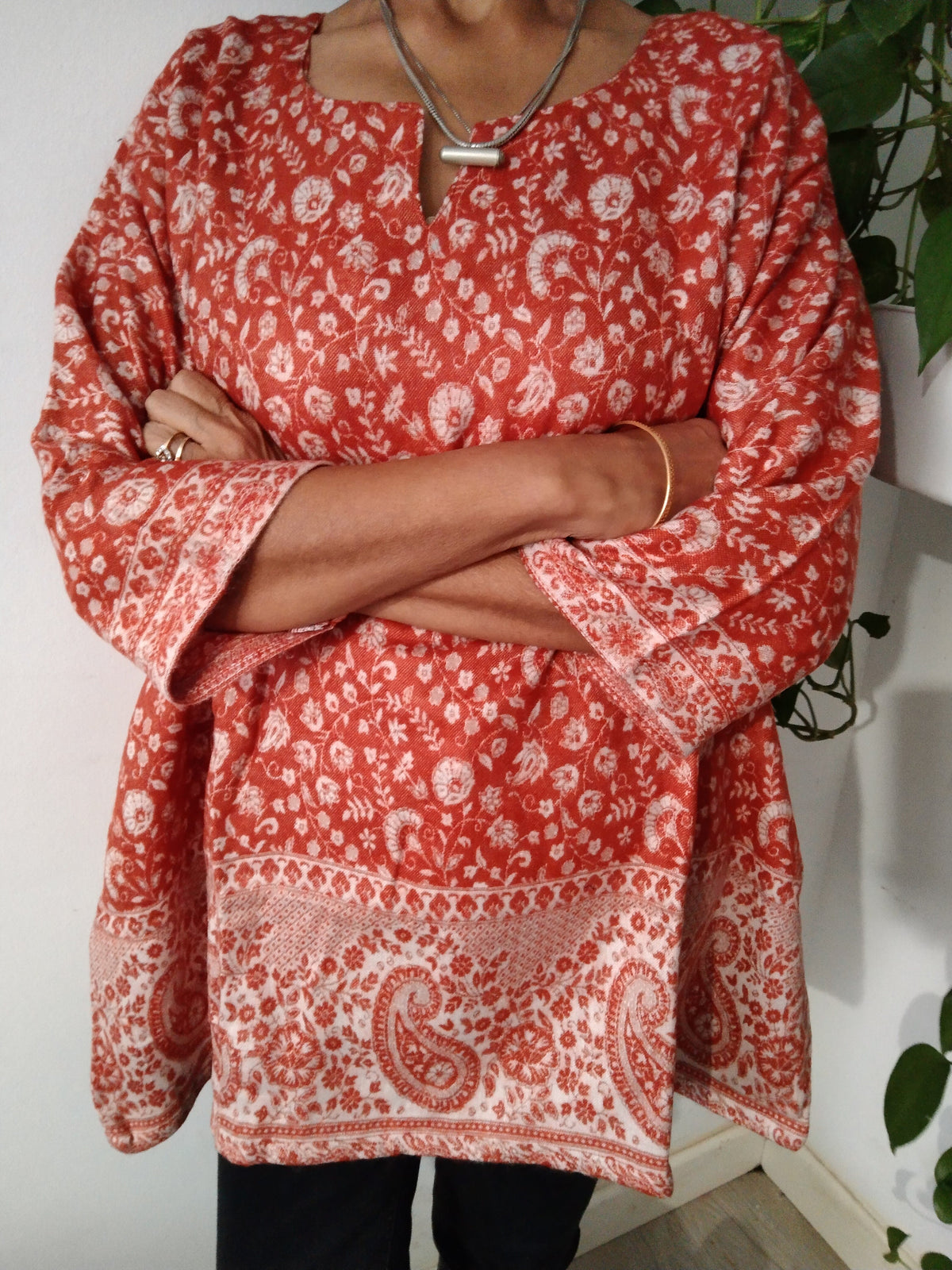Orange wool kurti,orange tunic,gifts for her,resort wear, Christmas gift,mom postpartum gift,mother's day gift,boho tunic