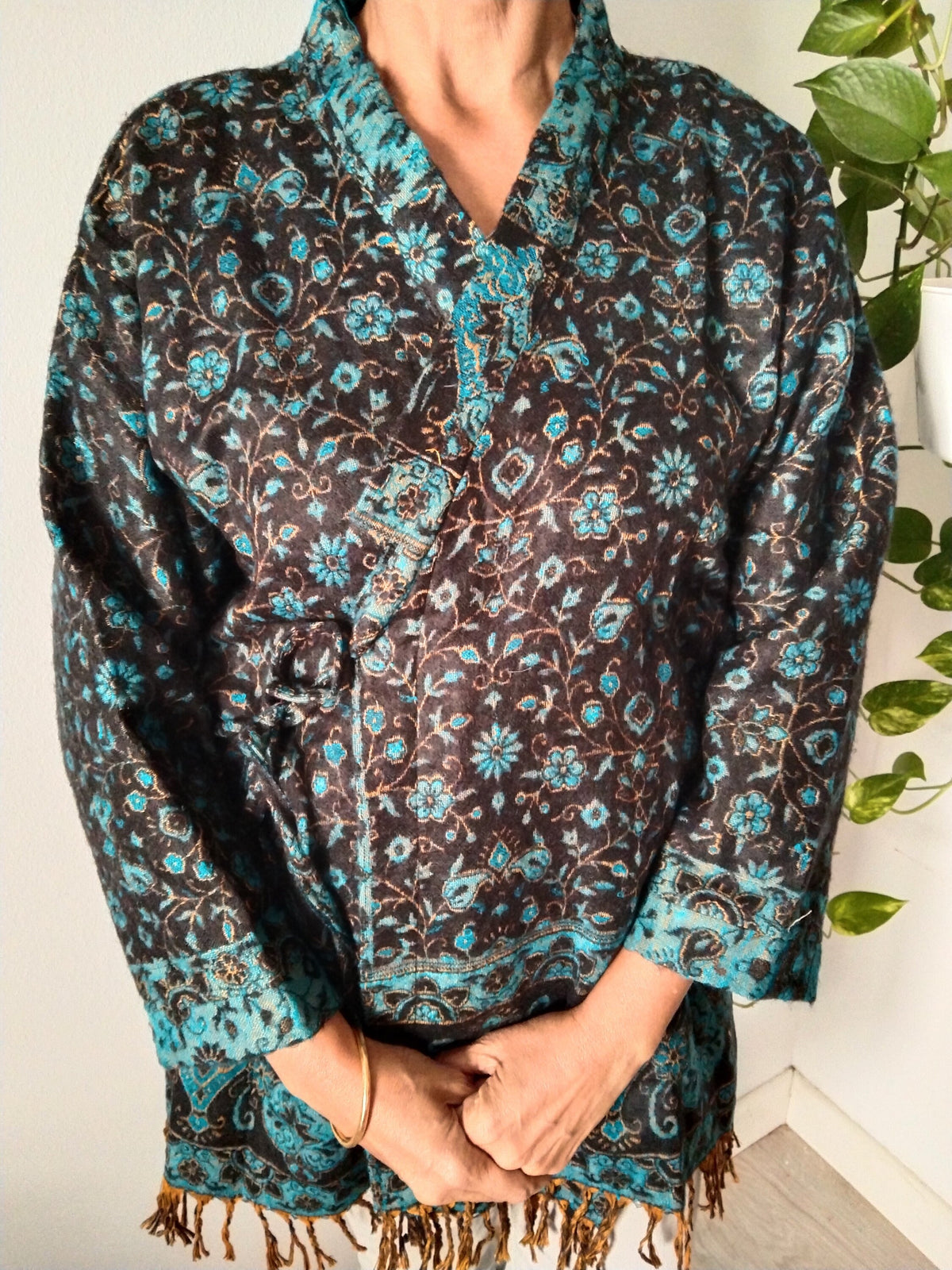 Wool wrap around robe,wool tunic,wool cover up,wool jackets,gifts for her, Christmas gift,boho jacket