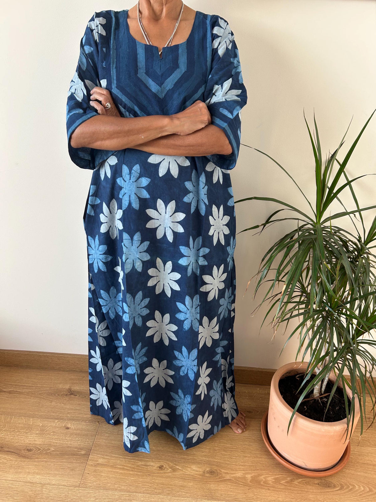 Organic indigo Cotton kaftan,caftan, resort wear, loungewear,gifts for her,boho dress,aline dress