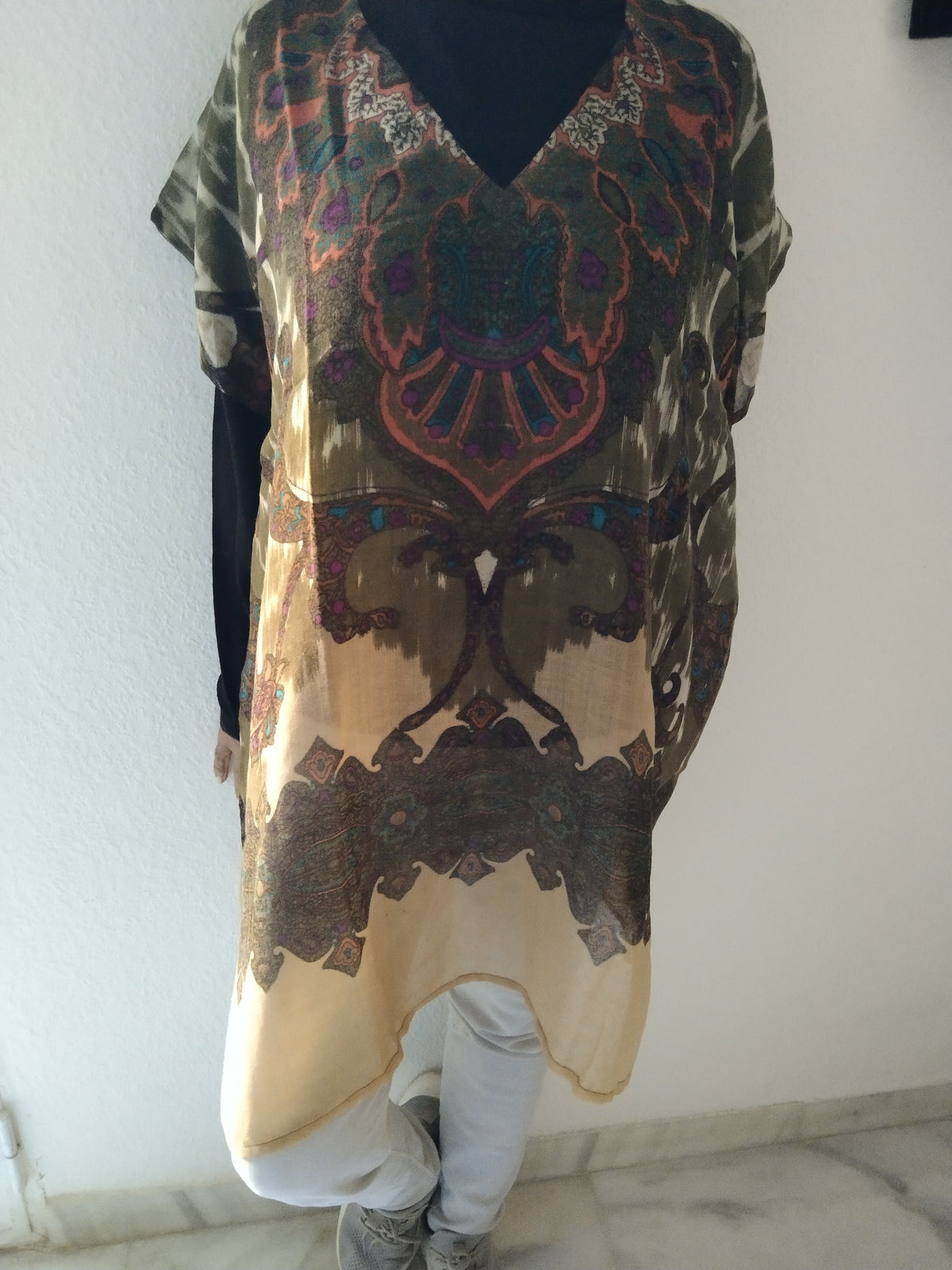 Thin wool layering tunic,wool kaftan