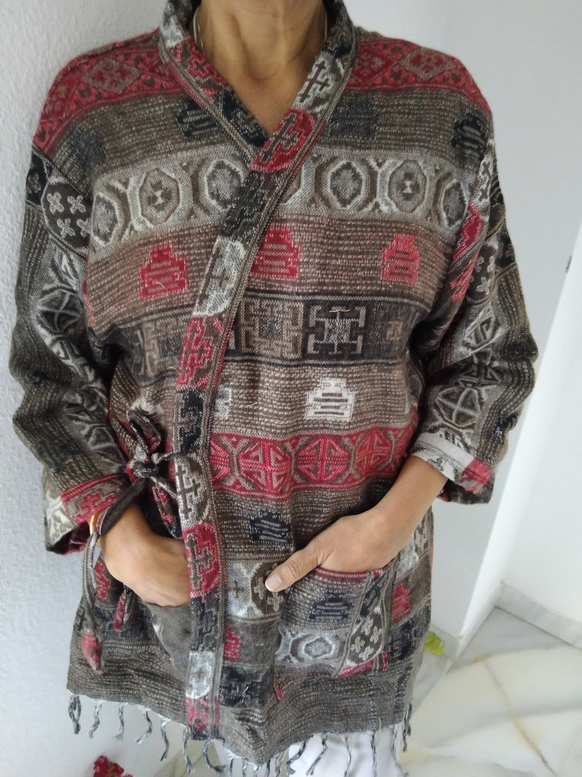 Unisex wrap top,boho top,wool tunic,wool jacket,gifts for her, loungewear,boho tunic