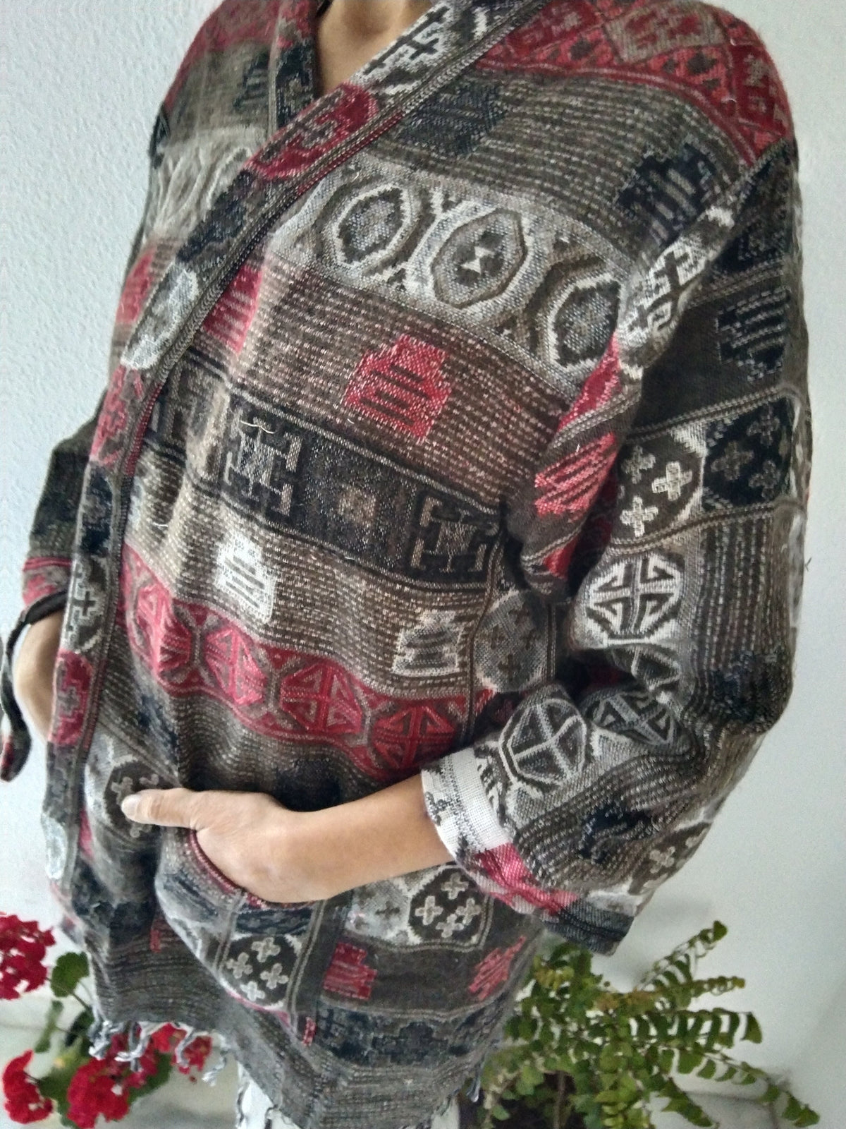 Unisex wrap top,boho top,wool tunic,wool jacket,gifts for her, loungewear,boho tunic