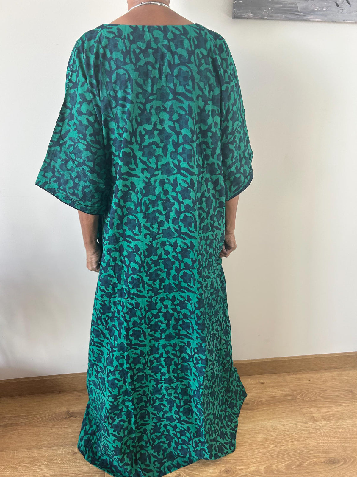 Green floral cotton kaftan,caftan, resort wear,loungewear,gifts for her,boho dress,a line dress,block print dress