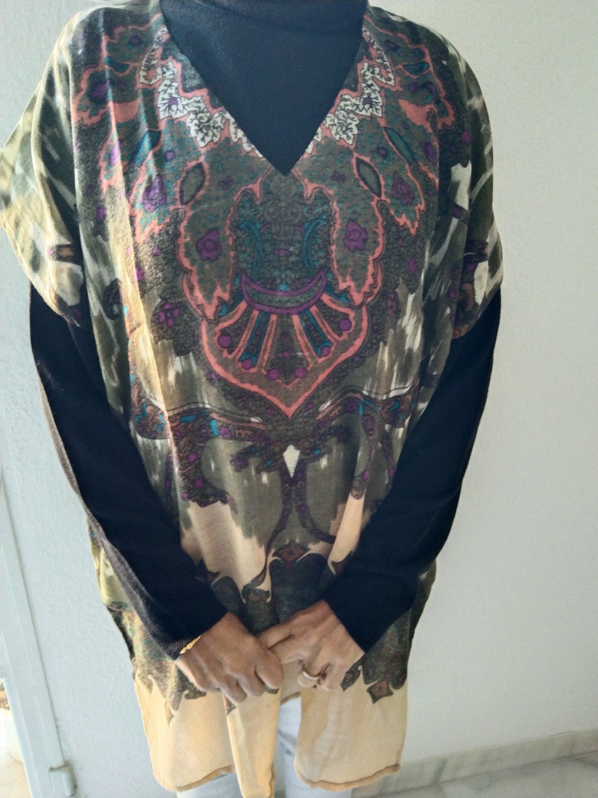 Thin wool layering tunic,wool kaftan
