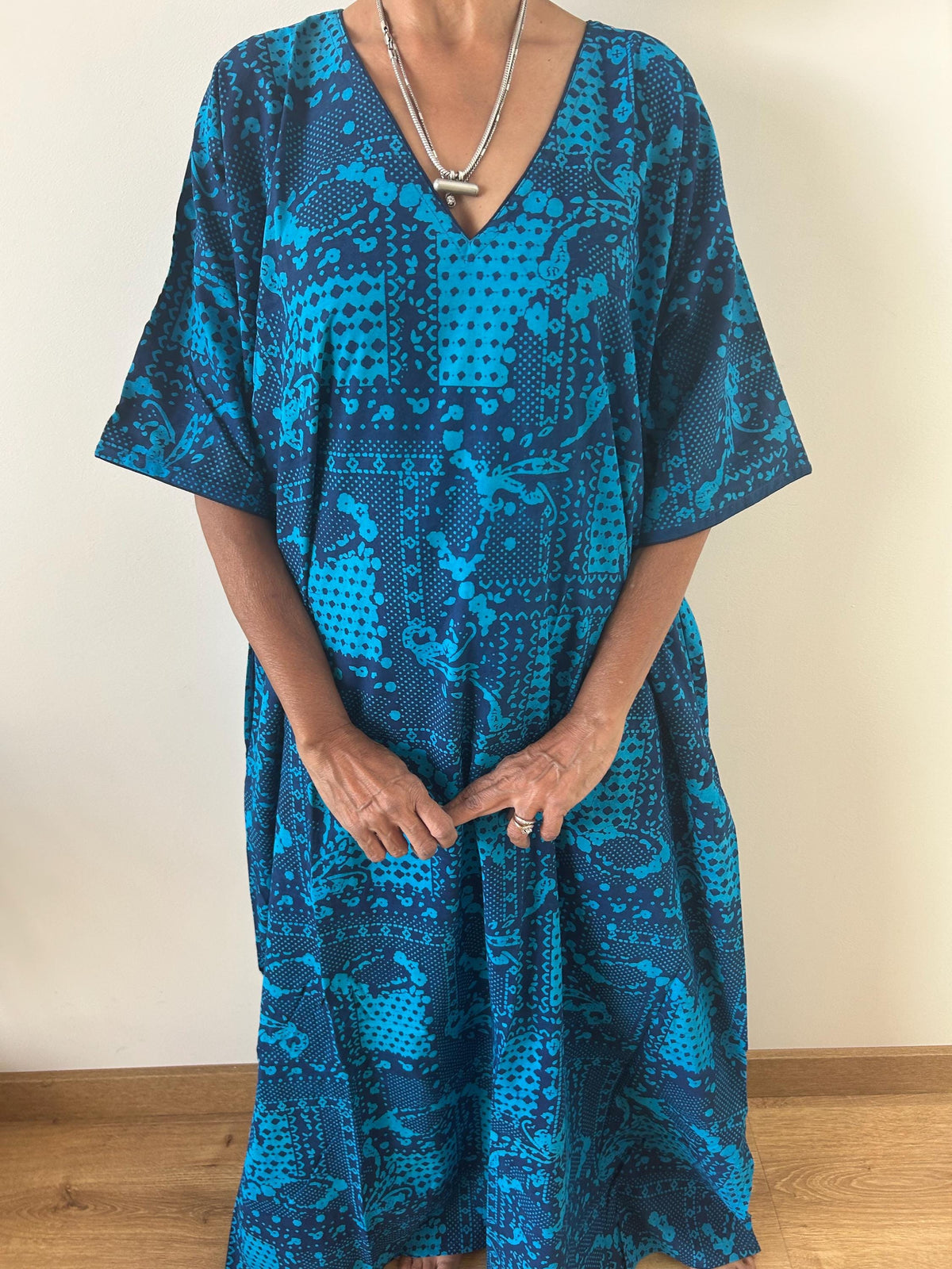 Blue cotton kaftan,caftan, resort wear,loungewear,gifts for her,boho dress,a line dress,block print dress