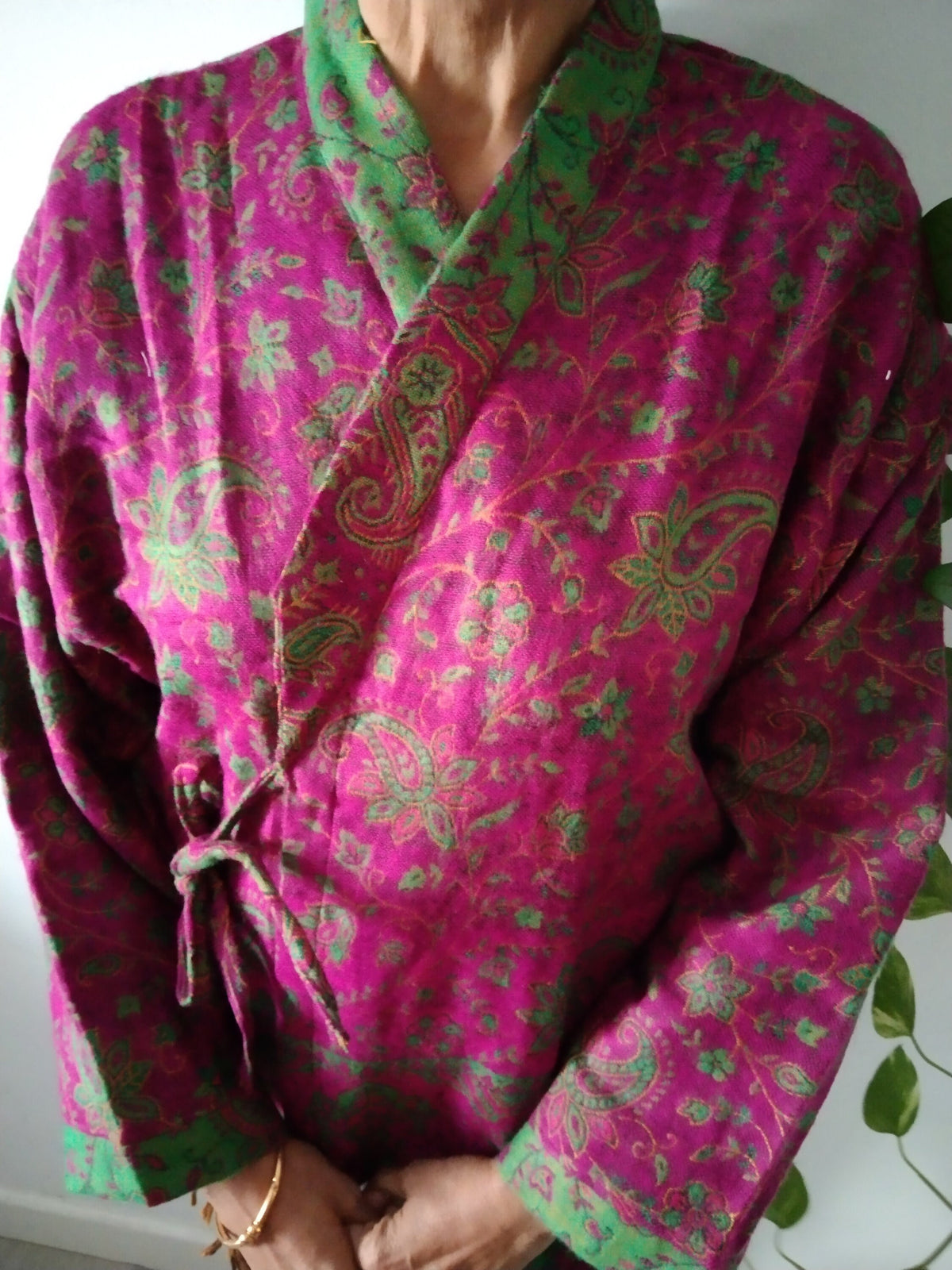 Wool blend paisley boho top,Wool blend wrap around tunic,Wool blend cover up,boho top,gifts for her