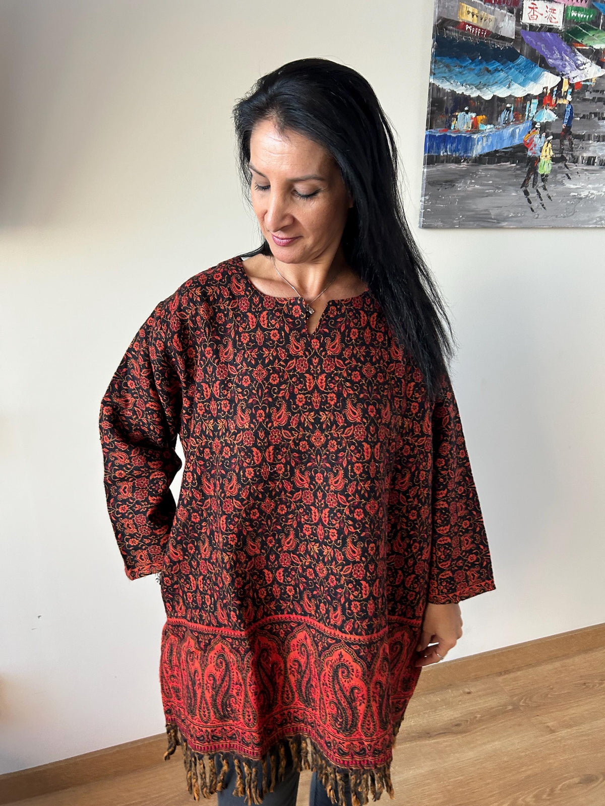 Winter tunic,wool tunic,gifts for her,Christmas gift,mom postpartum gift,resort wear,boho wool kurti,winter kurti