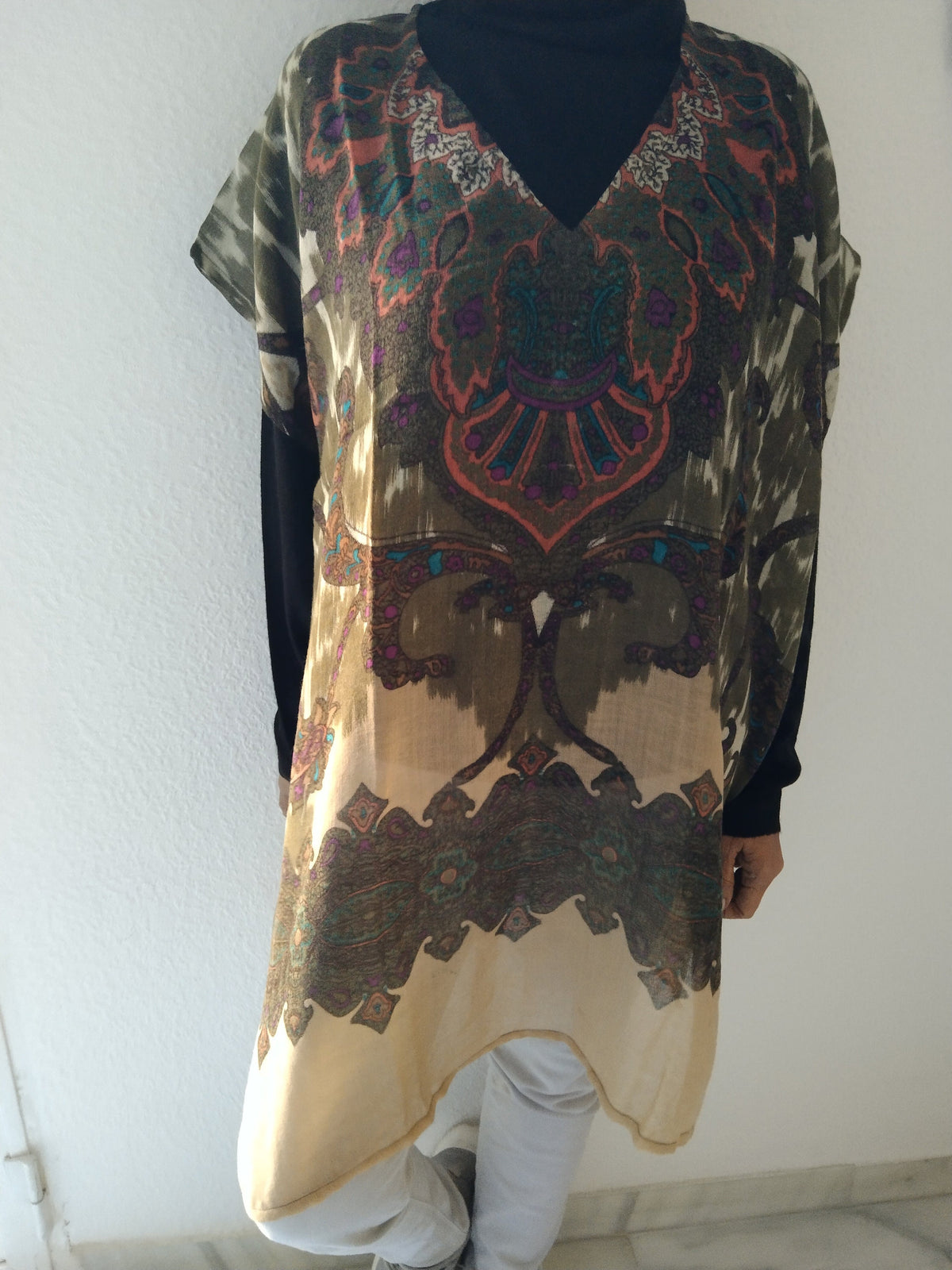 Thin wool layering tunic,wool kaftan