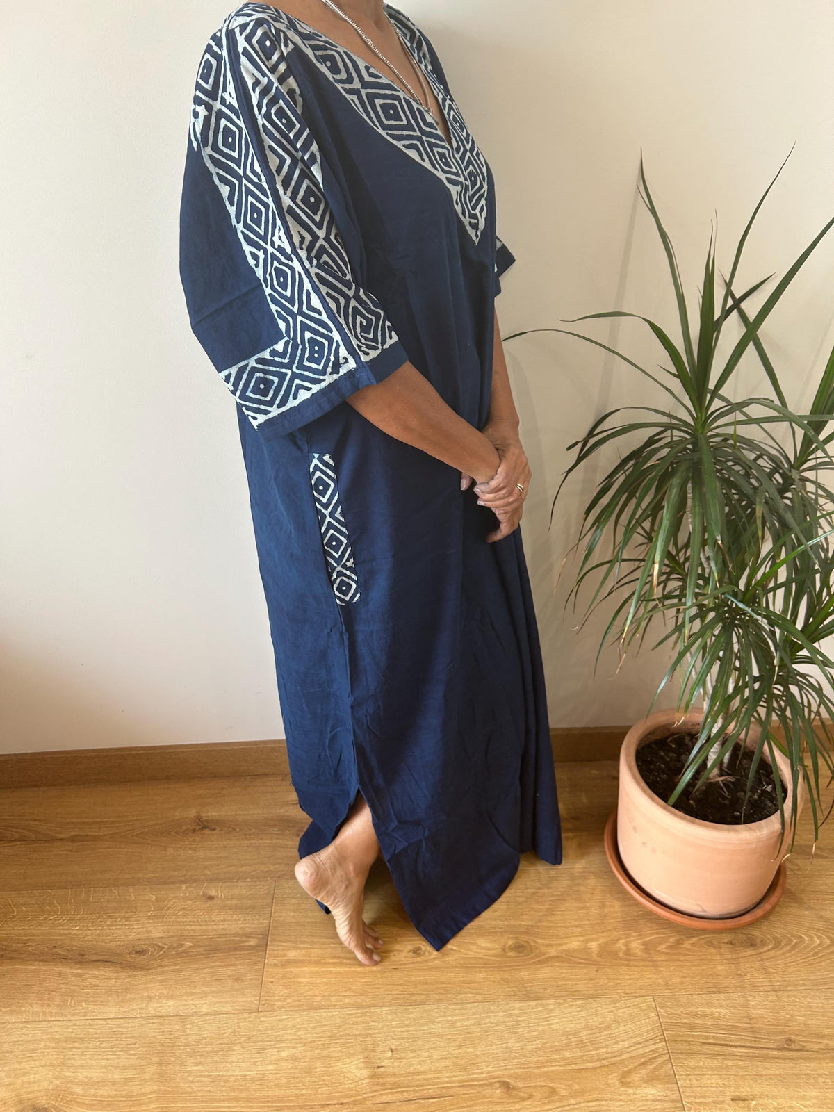 Indigo cotton kaftan,caftan, resort wear,loungewear,gifts for her,boho dress,a line dress,block print dress