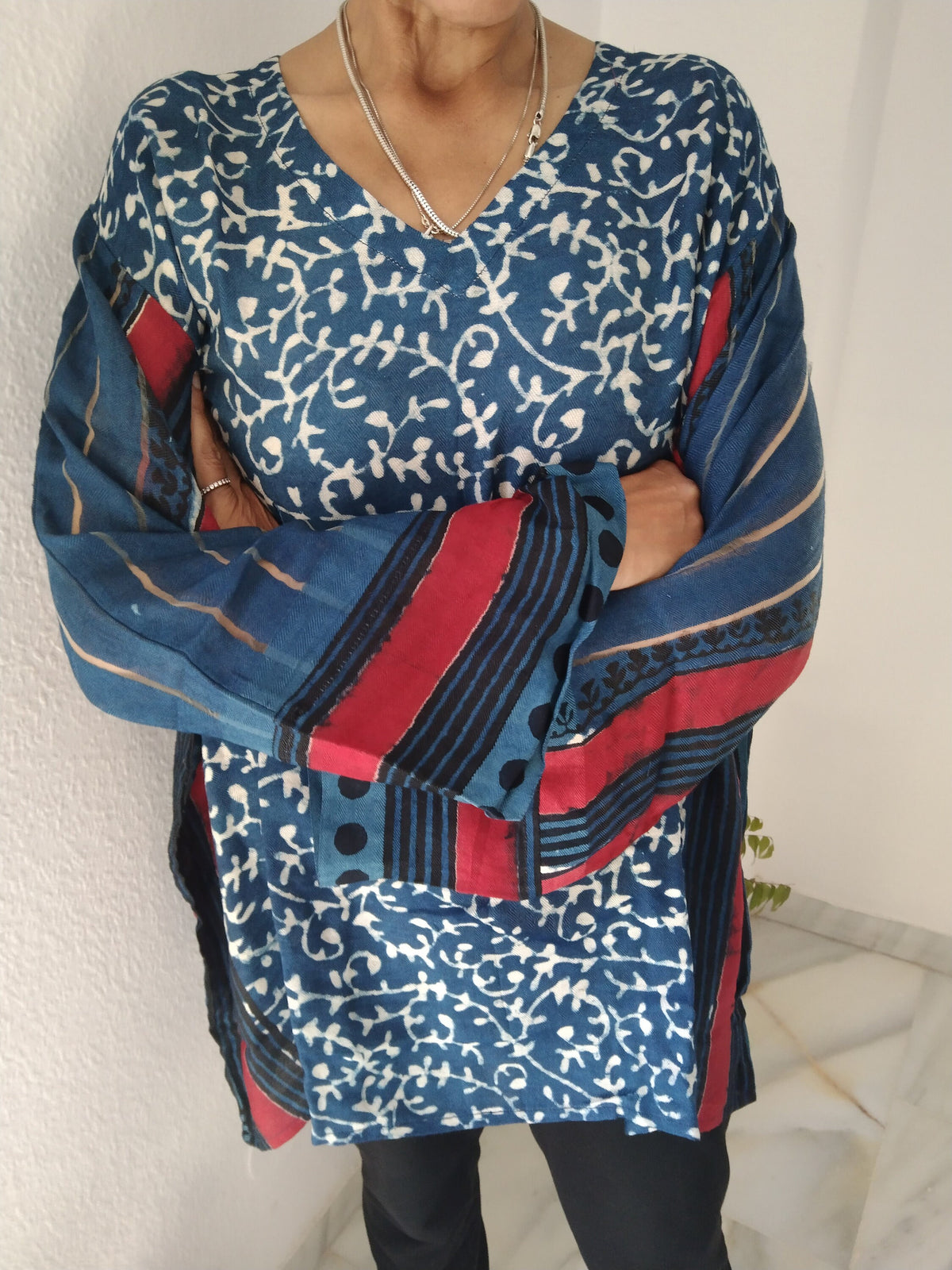 Indigo light wool tunic,gifts for her,boho wool top,wool tunic