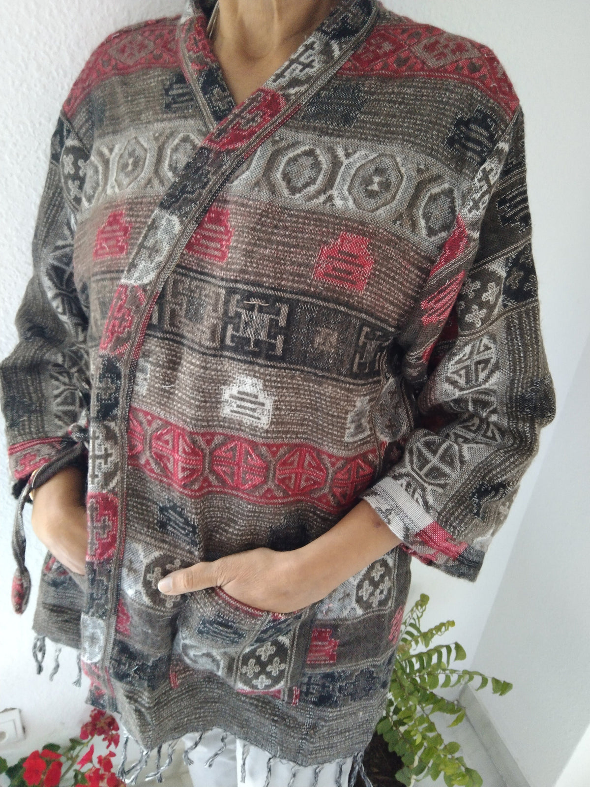 Unisex wrap top,boho top,wool tunic,wool jacket,gifts for her, loungewear,boho tunic