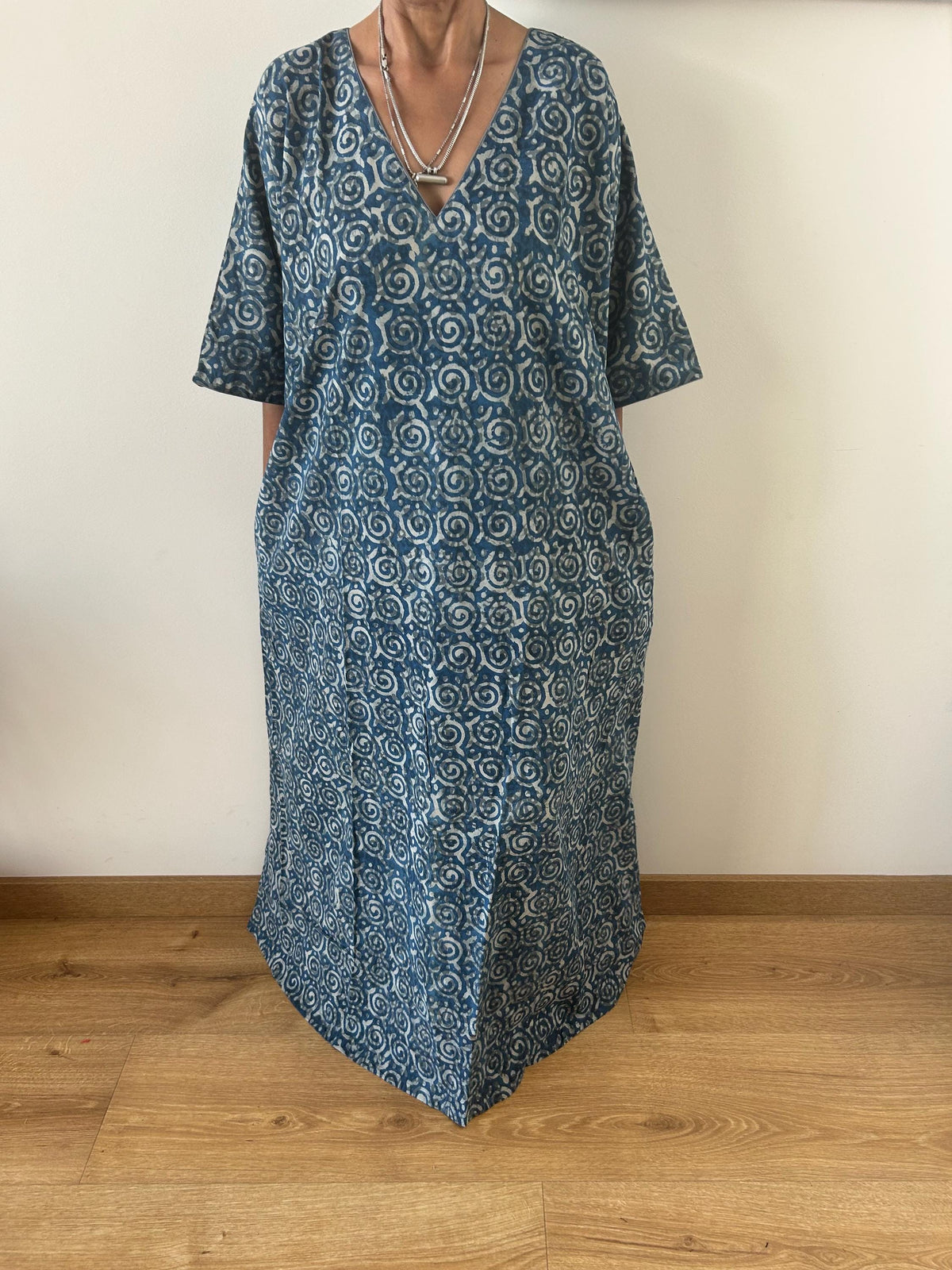 Indigo  cotton kaftan,caftan, resort wear,loungewear,gifts for her,boho dress,a line dress,block print dress