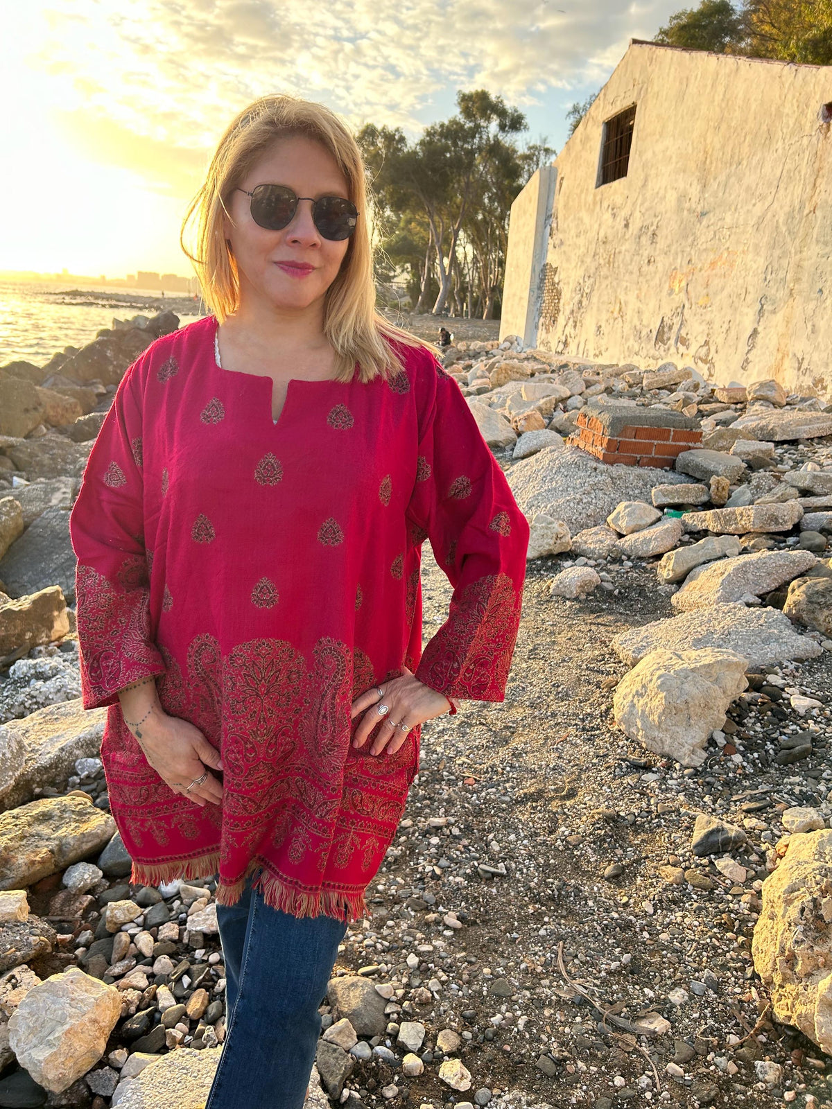 Winter wool tunic,wool kurti,gifts for her, Christmas gift, mom postpartum gift,resort wear,loungewear,boho kurti,wool kurti,wool tunic