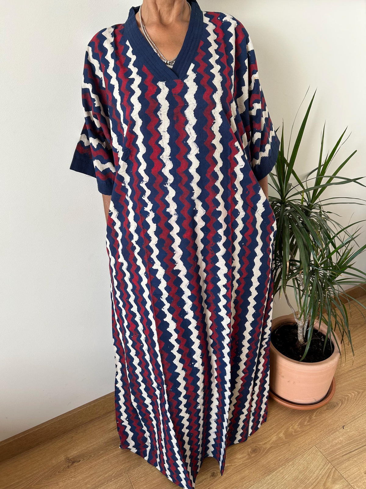 Indigo geometric cotton kaftan,caftan, resort wear,loungewear,gifts for her,boho dress,a line dress,block print dress