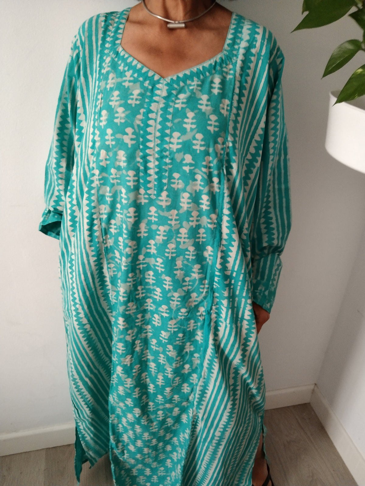 Turquoise cotton kaftan,caftan,resort wear,loungewear,sleepwear,cotton dress,boho dress