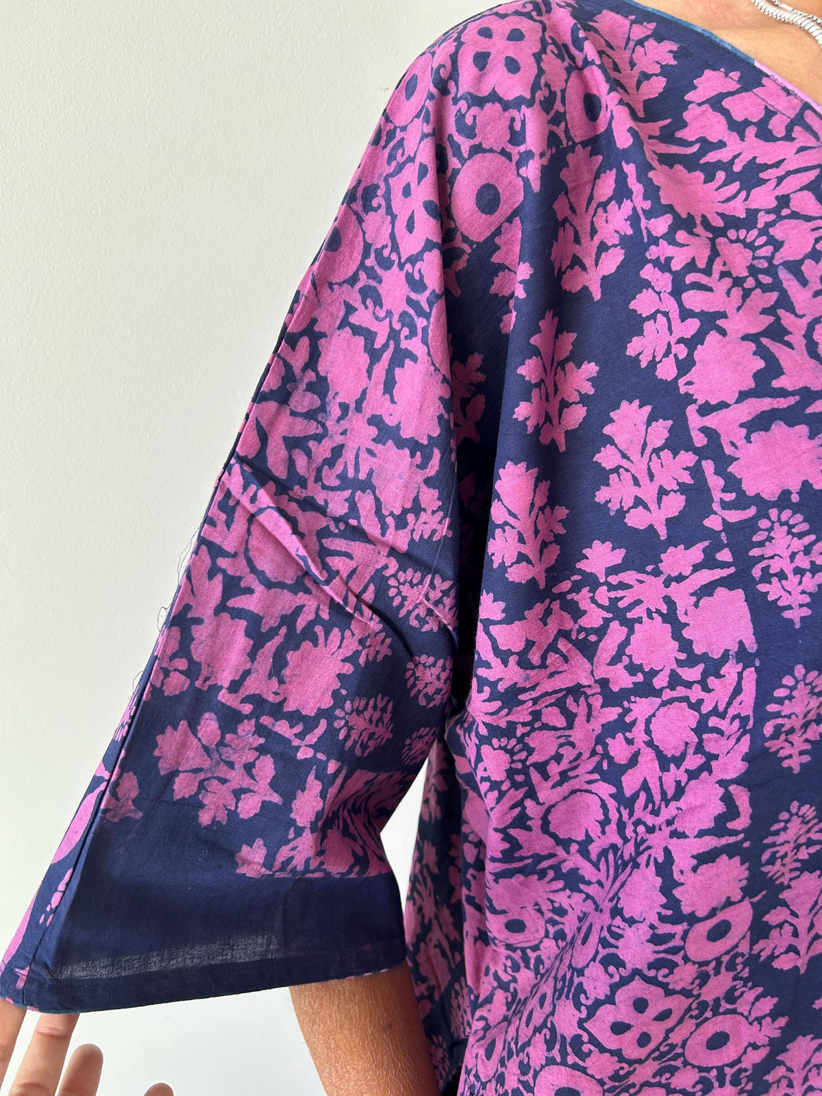 Pink Indigo cotton kaftan,caftan, resort wear,loungewear,gifts for her,boho dress,a line dress,block print dress