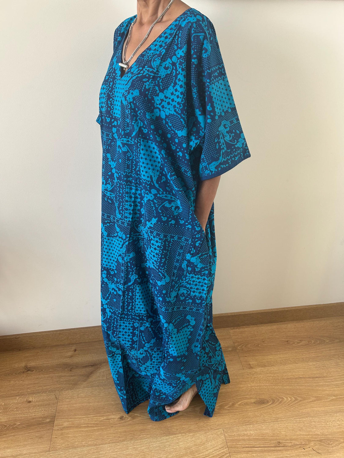 Blue cotton kaftan,caftan, resort wear,loungewear,gifts for her,boho dress,a line dress,block print dress
