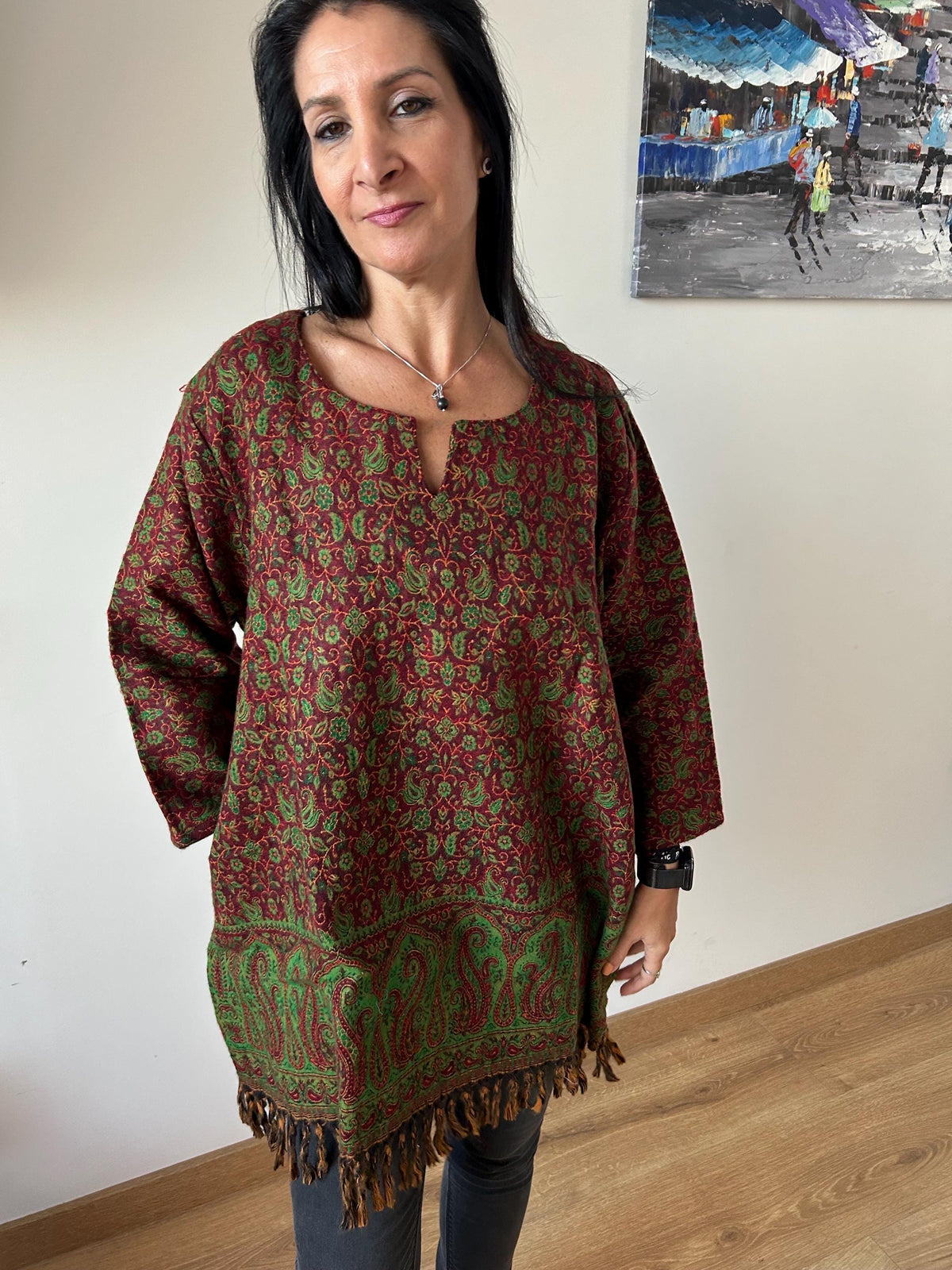 Winter tunic,wool tunic,gifts for her,Christmas gift,mom postpartum gift,resort wear,boho wool kurti,winter kurti