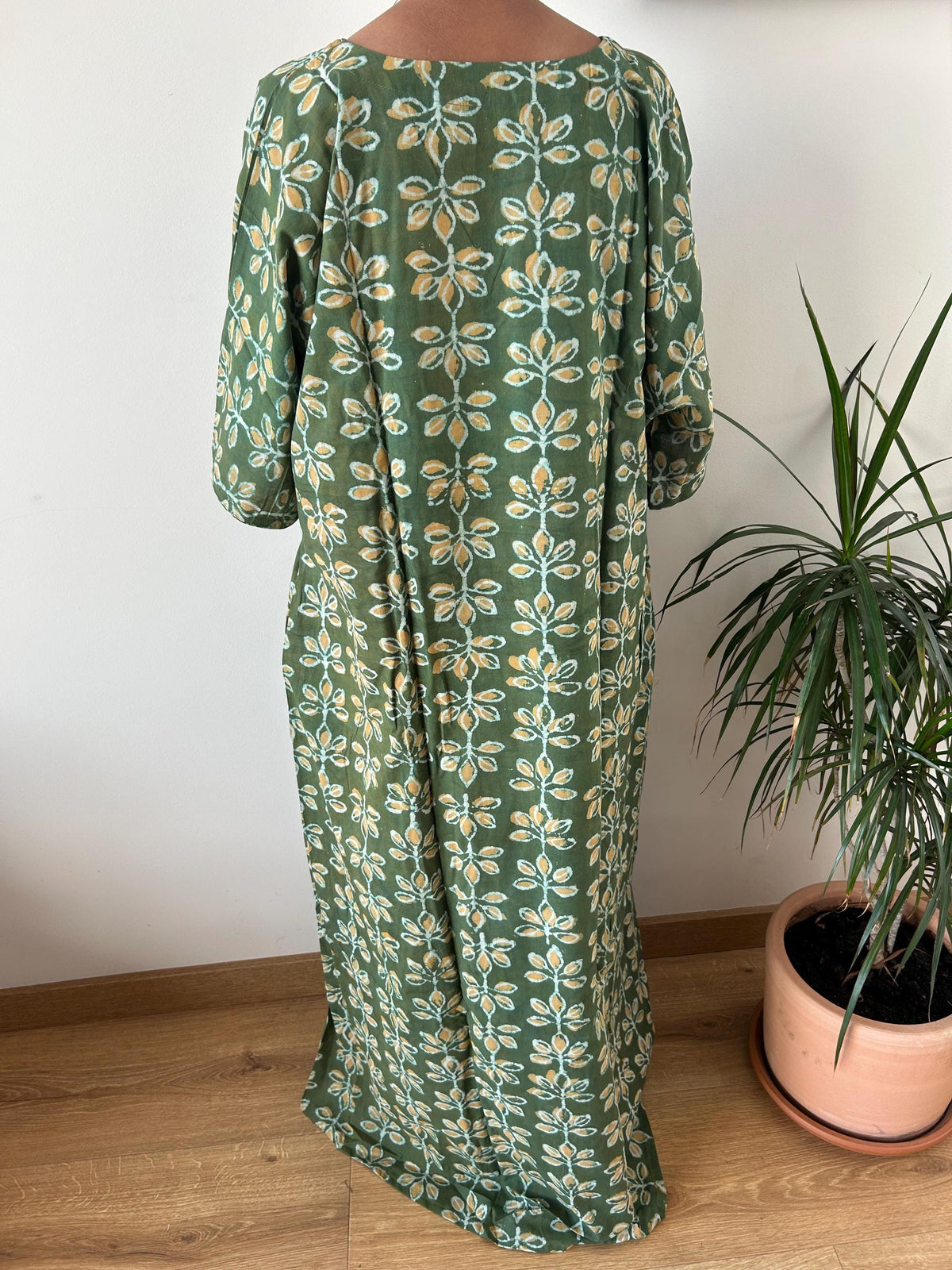Green cotton kaftan,caftan, resort wear,loungewear,gifts for her,boho dress,a line dress,block print dress