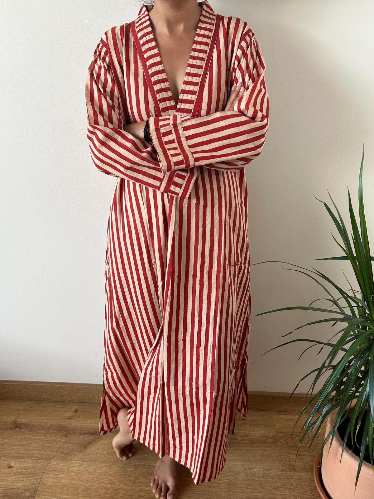 Red stripe  cotton kaftan,caftan, resort wear,loungewear,gifts for her,boho dress,a line dress,block print dress