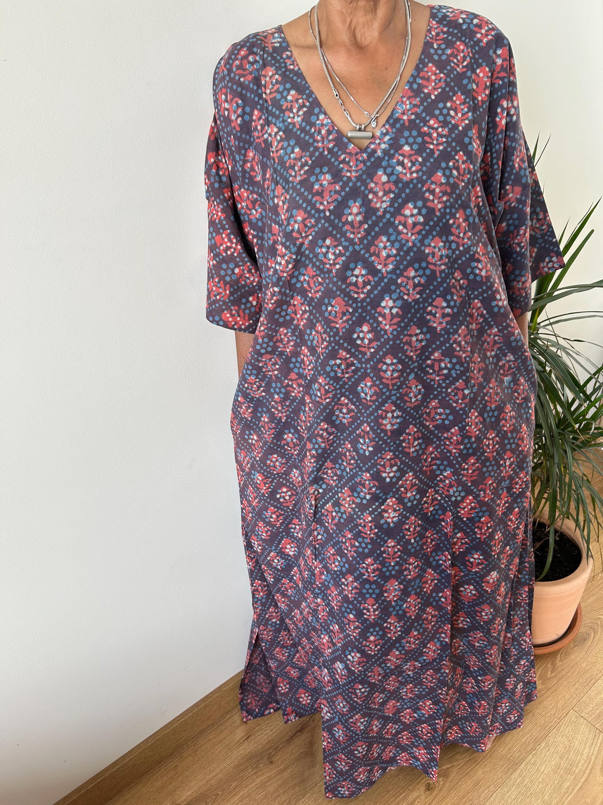 Indigo cotton kaftan,caftan, resort wear,loungewear,gifts for her,boho dress,a line dress,block print dress