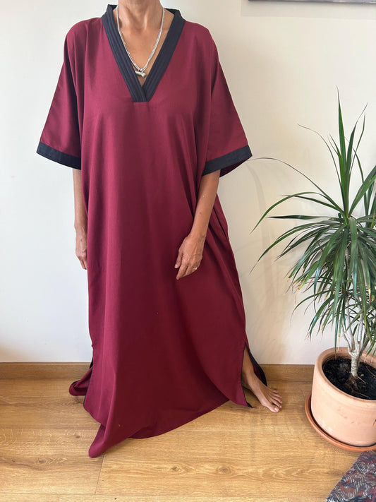 Maroon cotton kaftan,caftan, resort wear,loungewear,gifts for her,boho dress,a line dress,block print dress