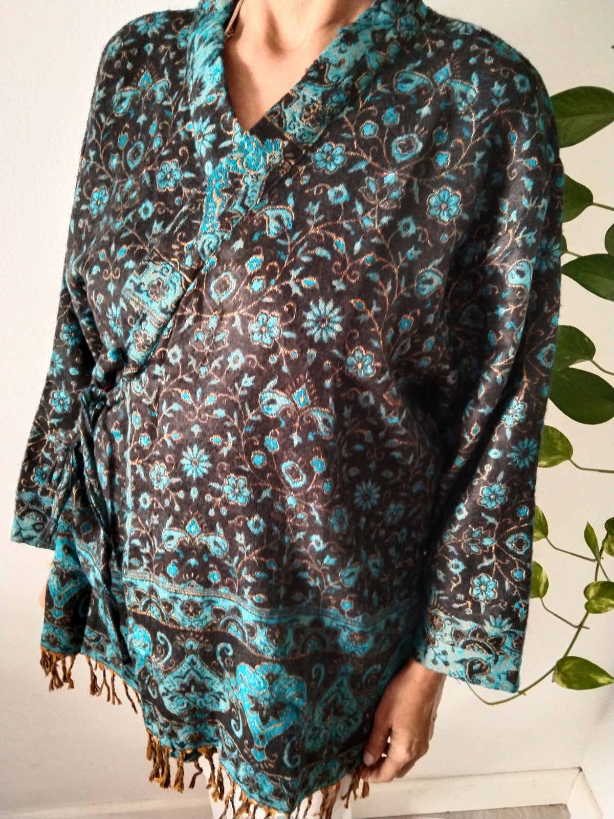 Wool wrap around robe,wool tunic,wool cover up,wool jackets,gifts for her, Christmas gift,boho jacket