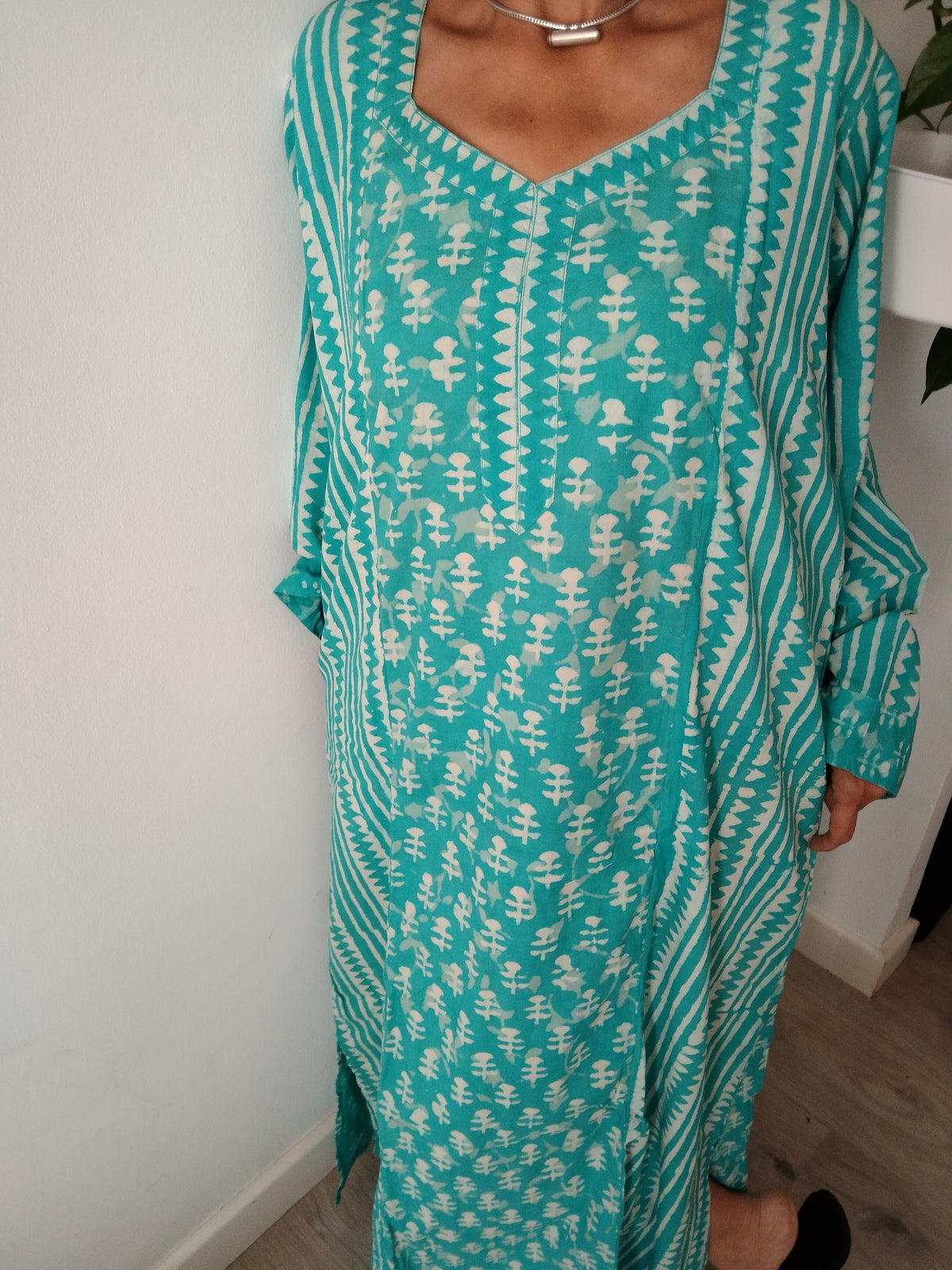 Turquoise cotton kaftan,caftan,resort wear,loungewear,sleepwear,cotton dress,boho dress