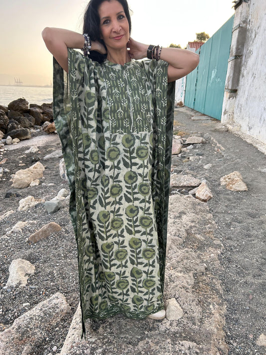 Indigo Cotton kaftan,caftan,resort wear,loungewear,sleepwear,gifts for her,boho dress,plus size kaftan,maternity dress,Mom postpartum dress