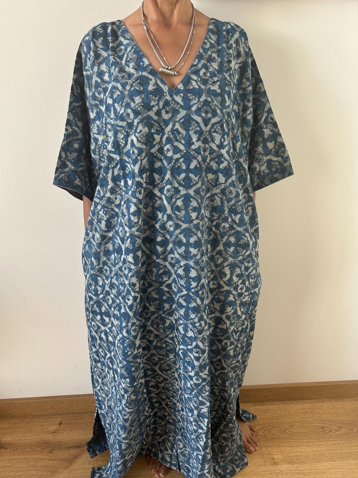 Organic cotton kaftan,caftan, resort wear,loungewear,gifts for her,boho dress,a line dress,block print dress