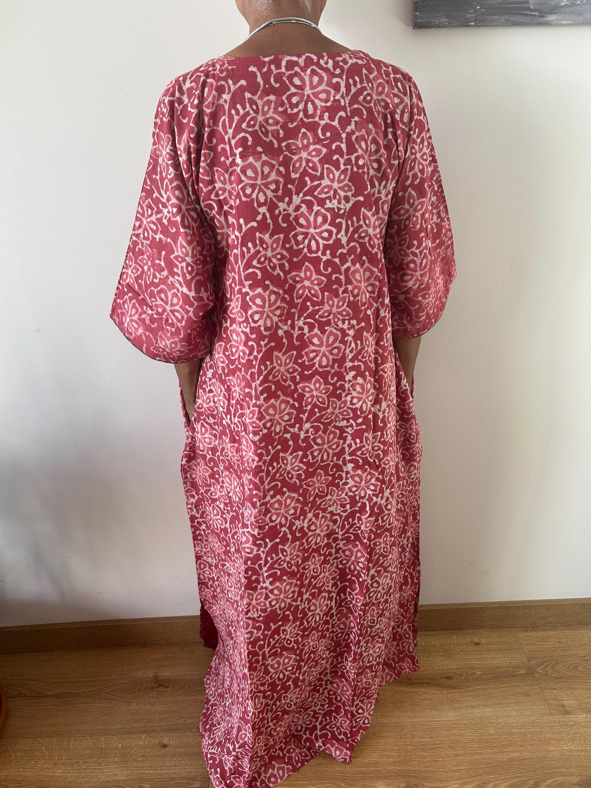 Pink cotton kaftan,caftan, resort wear,loungewear,gifts for her,boho dress,a line dress,block print dress