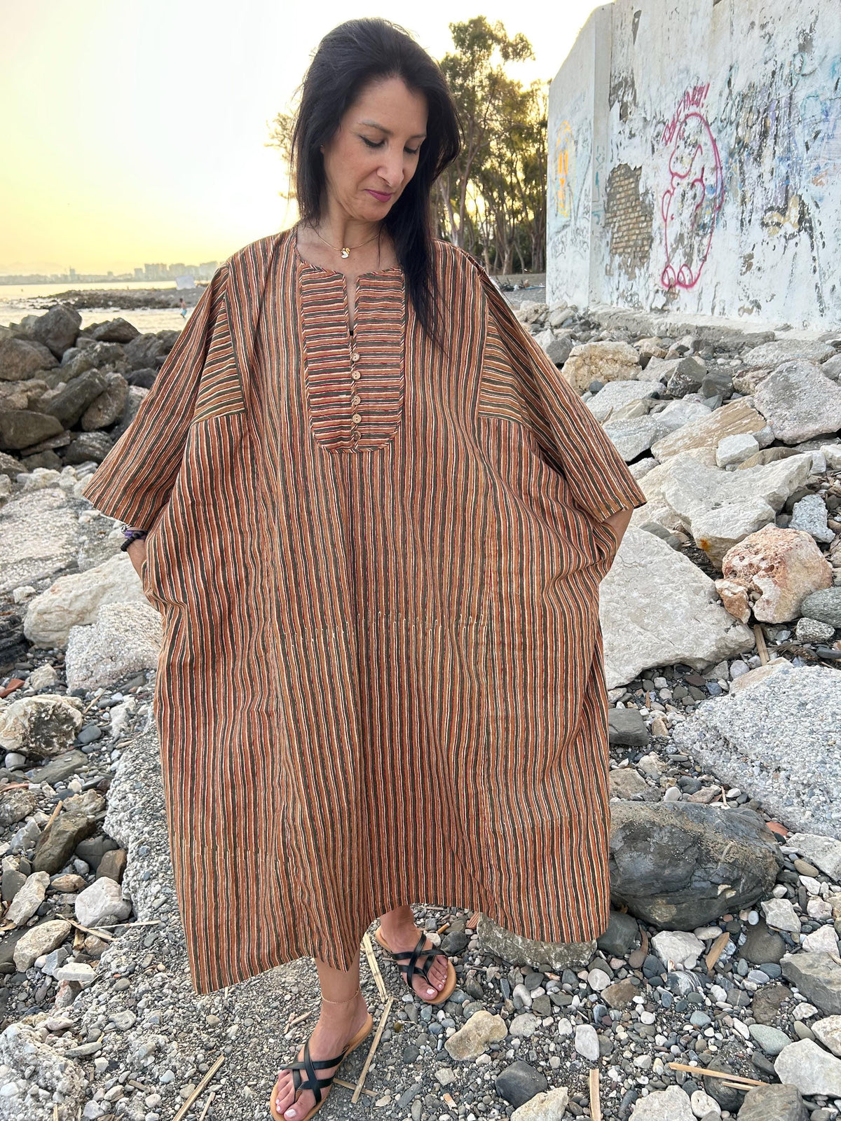 Organic cotton kaftan,caftan, resort wear,loungewear,gifts for her,boho dress,a line dress,block print dress
