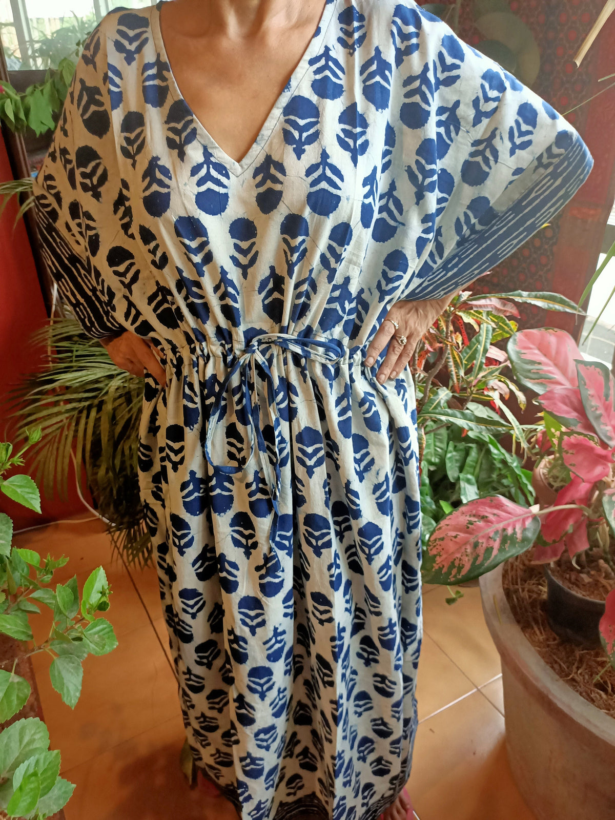 Organic Indigo kaftan,cotton kaftan,caftan,resort wear,loungewear,sleepwear,gifts for her,cotton dress,maxi dress,plus size dress,boho dress
