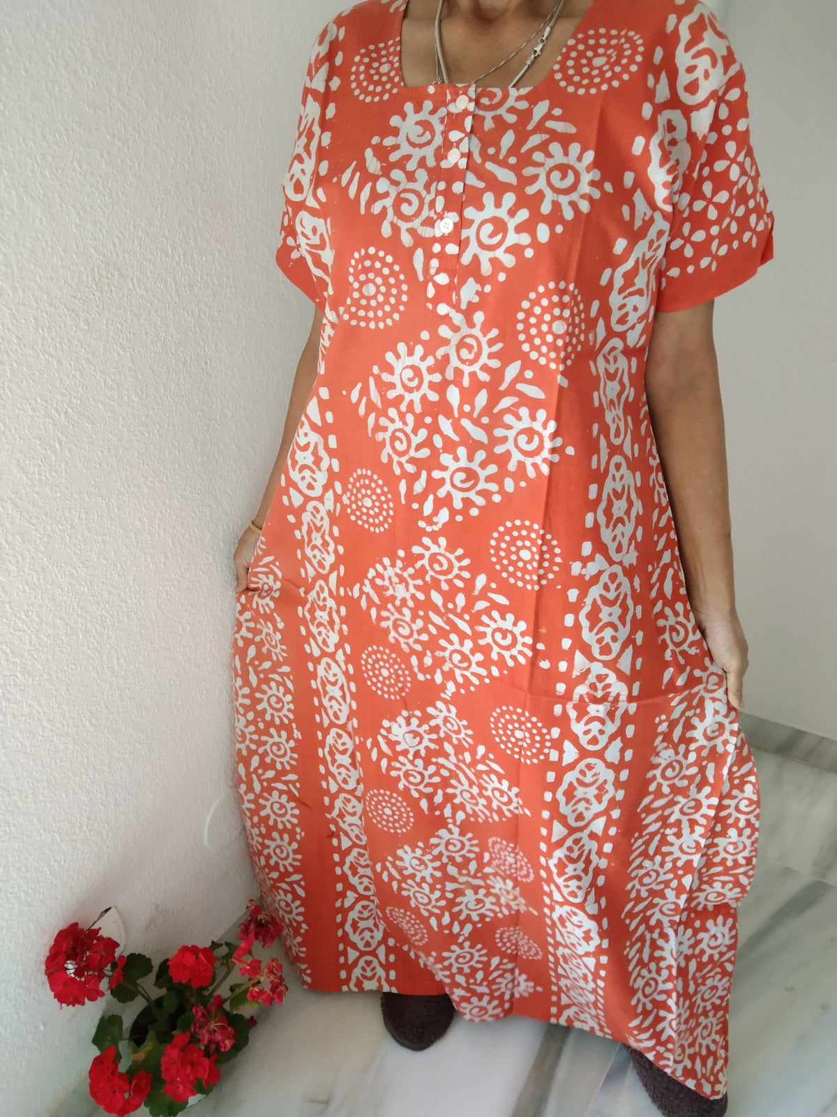 Orange A line kaftan, loungewear,resort wear,boho dress,gifts for her,cotton dress