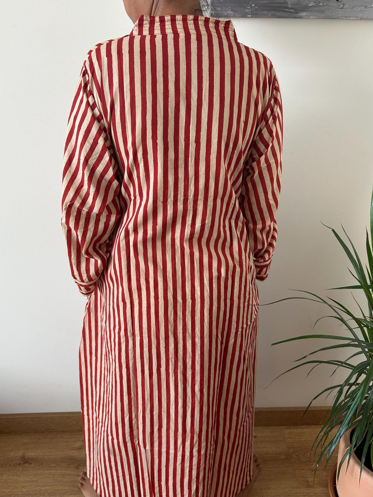 Red stripe  cotton kaftan,caftan, resort wear,loungewear,gifts for her,boho dress,a line dress,block print dress
