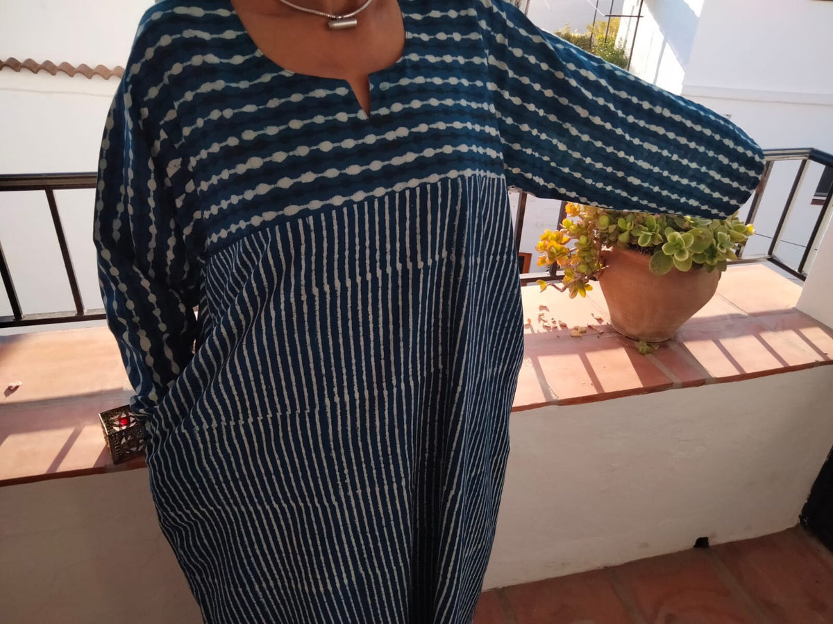 Indigo cotton kaftan,organic Cotton kaftan,caftan,cotton dress,boho dress,gifts for her,boho dress,a line kaftan,resort wear,loungewear