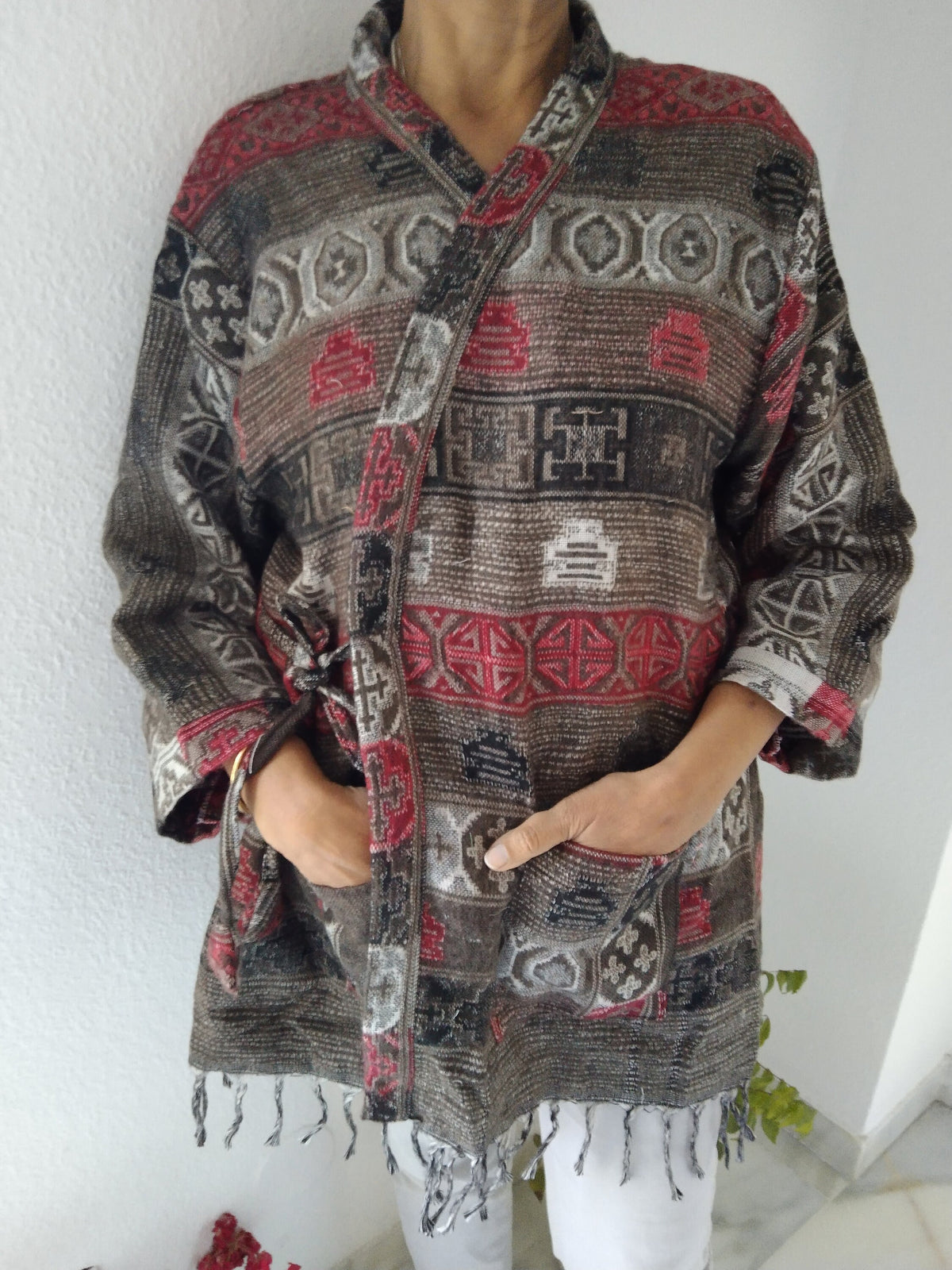 Unisex wrap top,boho top,wool tunic,wool jacket,gifts for her, loungewear,boho tunic