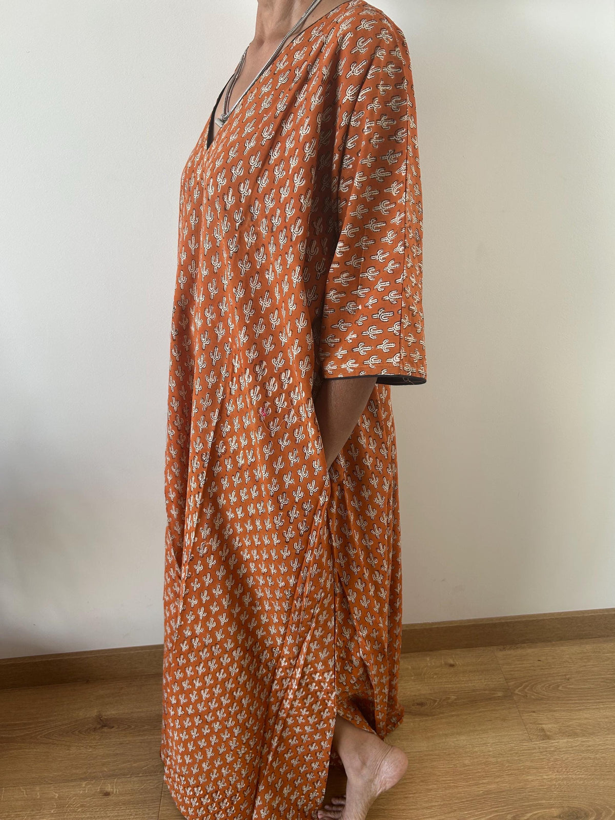 Sunset desert cotton kaftan,caftan, resort wear,loungewear,gifts for her,boho dress,a line dress,block print dress