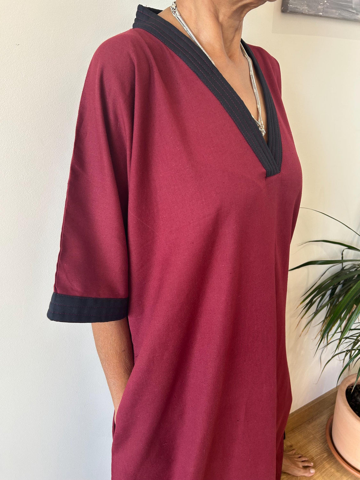 Maroon cotton kaftan,caftan, resort wear,loungewear,gifts for her,boho dress,a line dress,block print dress