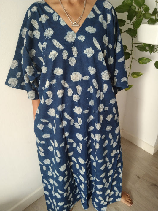 Indigo caftan,kaftan,organic kaftan,indigo kaftan,boho dress,plus size dress,Mother's day gift,gifts for her,