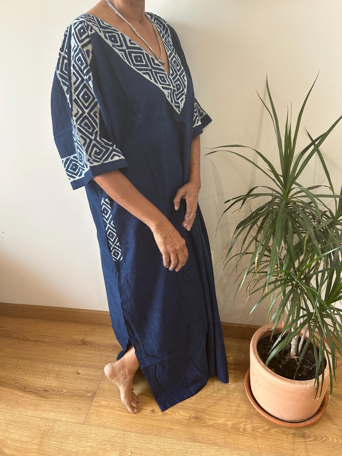 Indigo cotton kaftan,caftan, resort wear,loungewear,gifts for her,boho dress,a line dress,block print dress