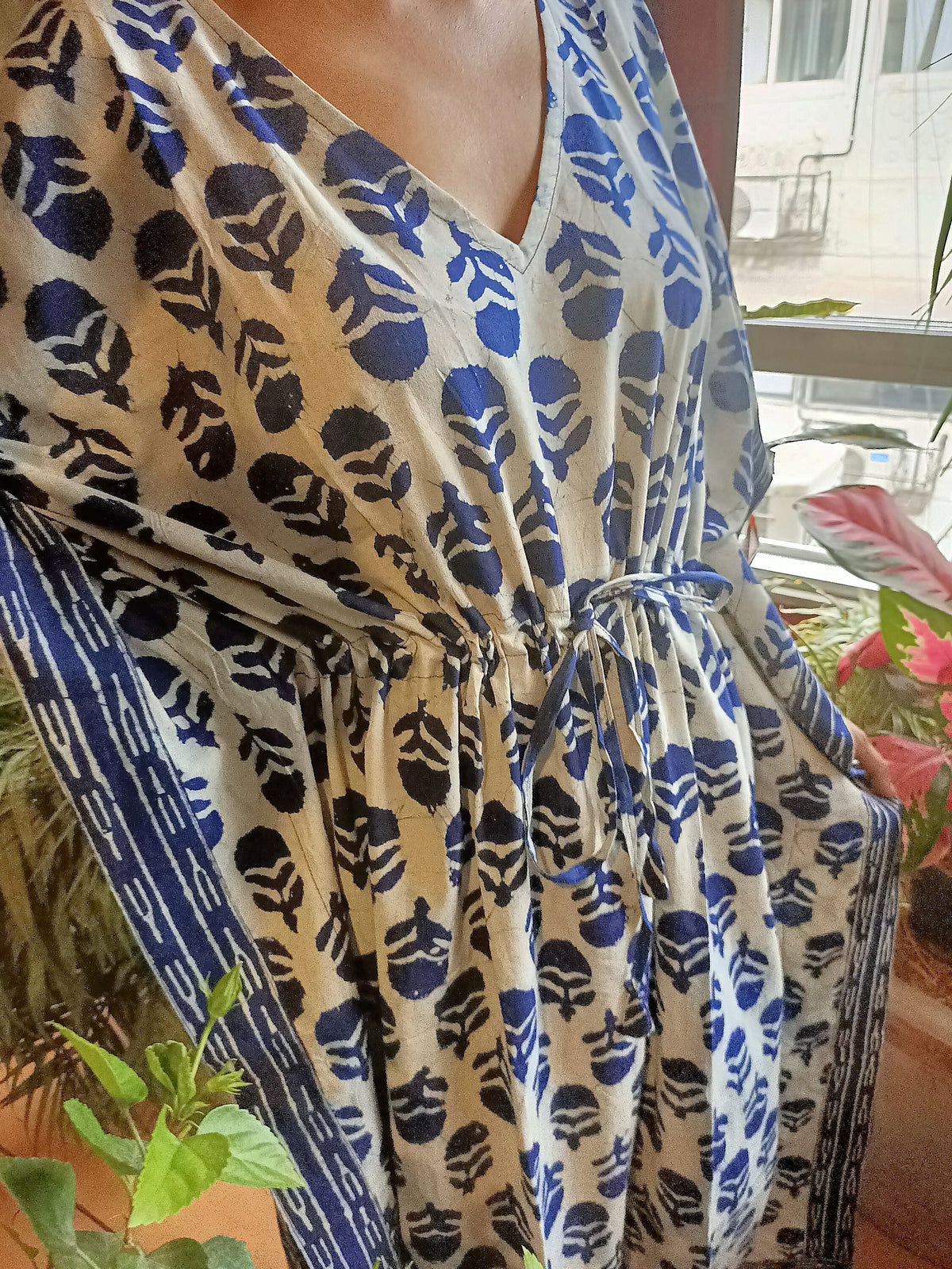 Organic Indigo kaftan,cotton kaftan,caftan,resort wear,loungewear,sleepwear,gifts for her,cotton dress,maxi dress,plus size dress,boho dress