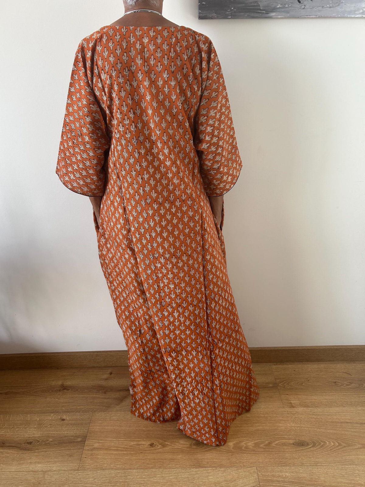 Sunset desert cotton kaftan,caftan, resort wear,loungewear,gifts for her,boho dress,a line dress,block print dress
