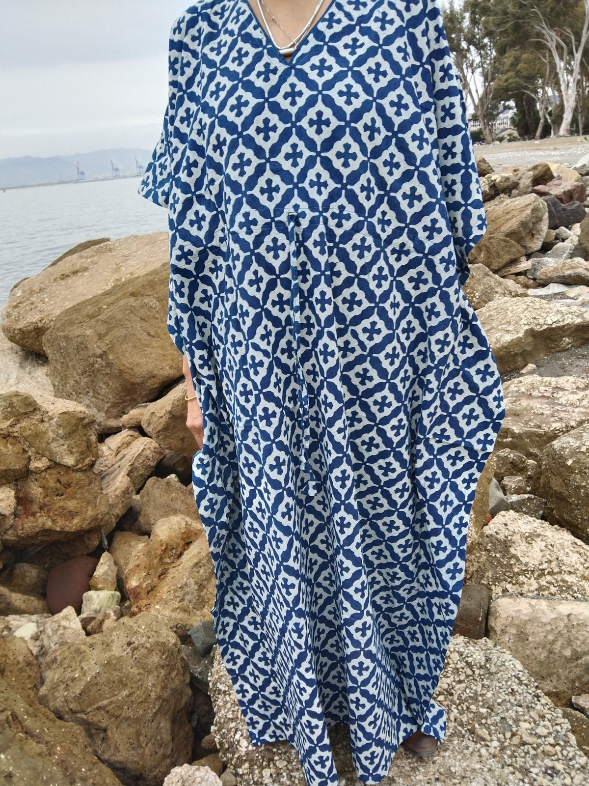 Indigo kaftan,organic kaftan,gifts for her, loungewear,resort wear,maternity dress,mom postpartum gift,summer dress,boho dress