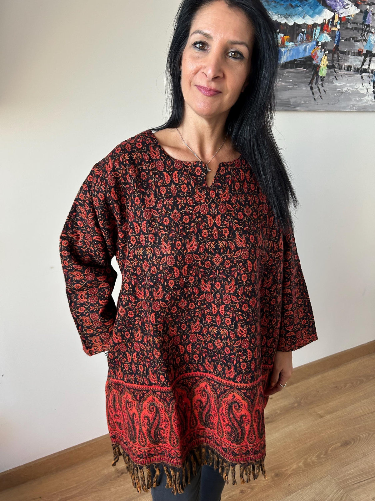 Winter tunic,wool tunic,gifts for her,Christmas gift,mom postpartum gift,resort wear,boho wool kurti,winter kurti
