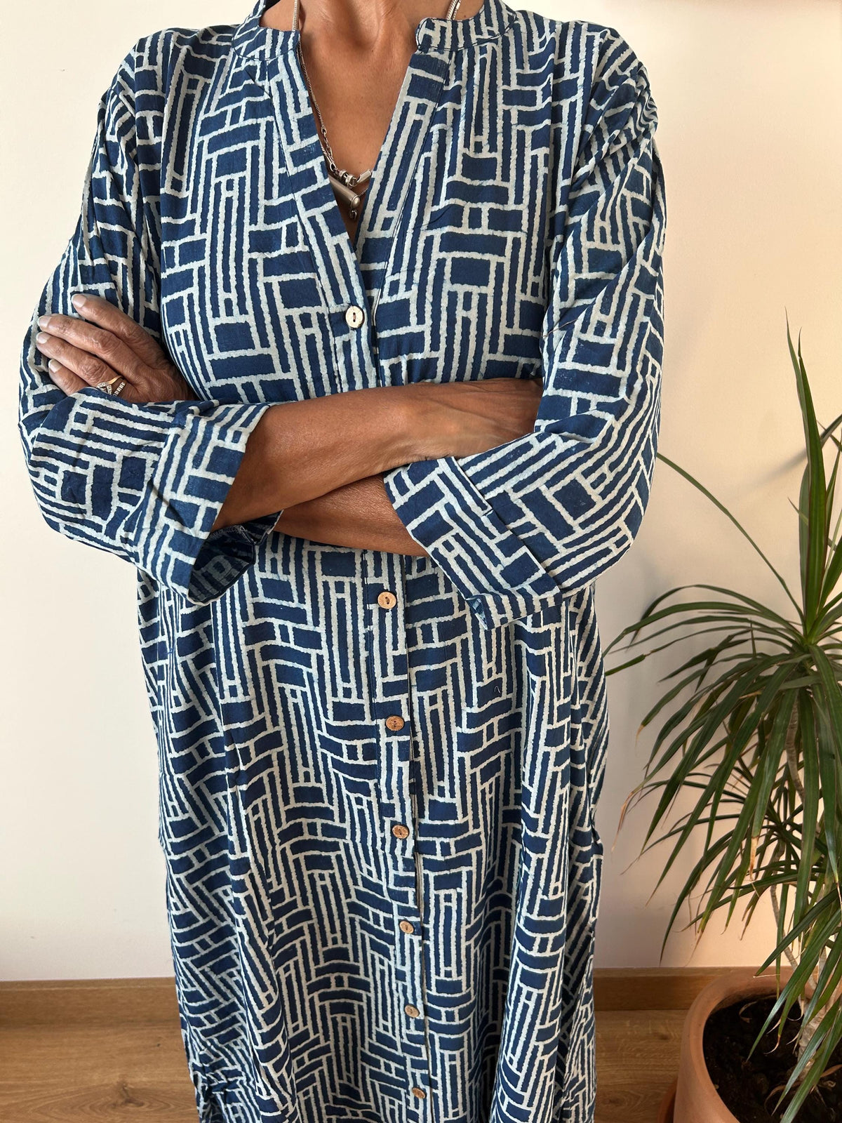 Indigo collar fish cotton kaftan,caftan, resort wear,loungewear,gifts for her,boho dress,a line dress,block print dress