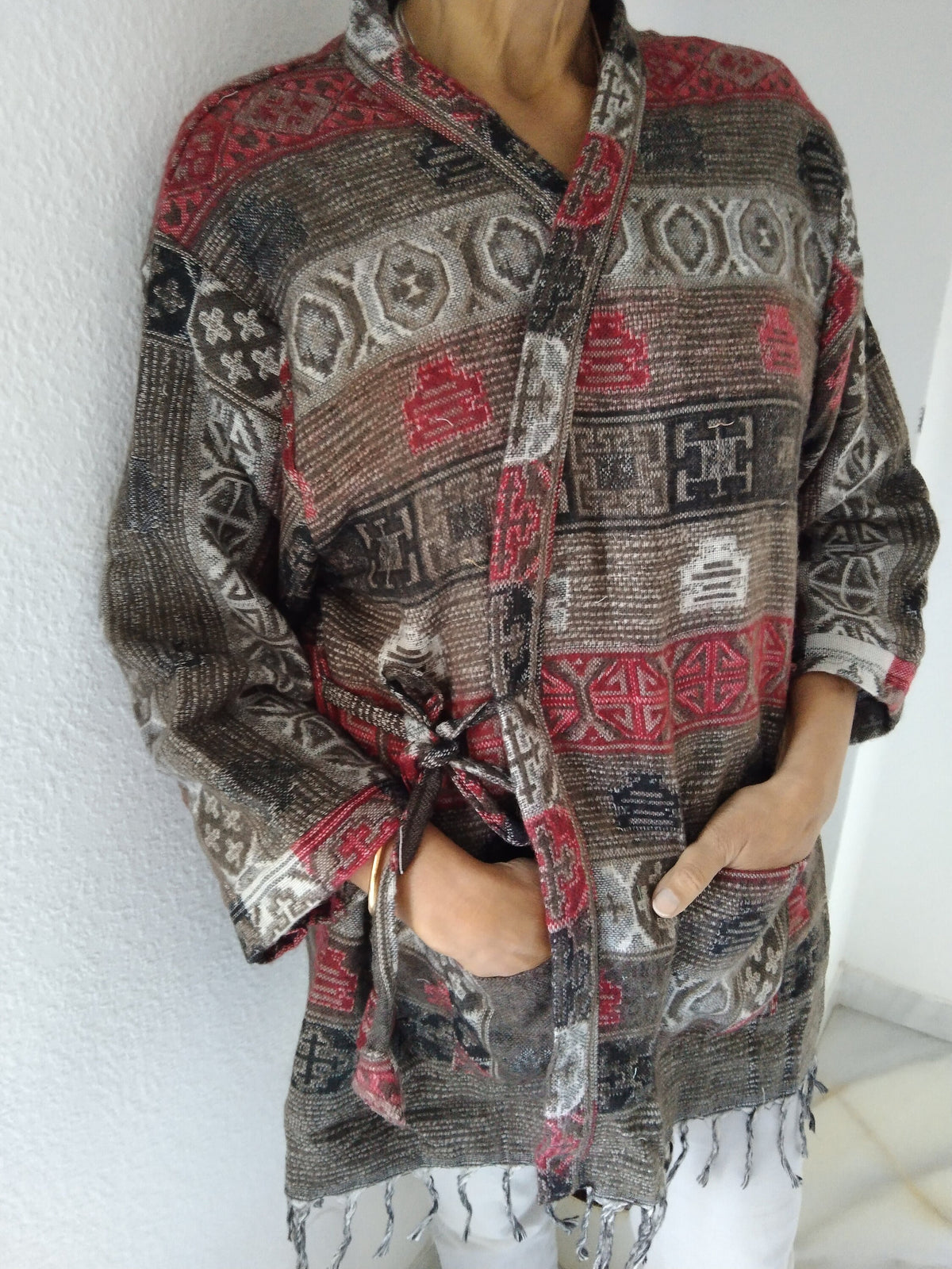 Unisex wrap top,boho top,wool tunic,wool jacket,gifts for her, loungewear,boho tunic