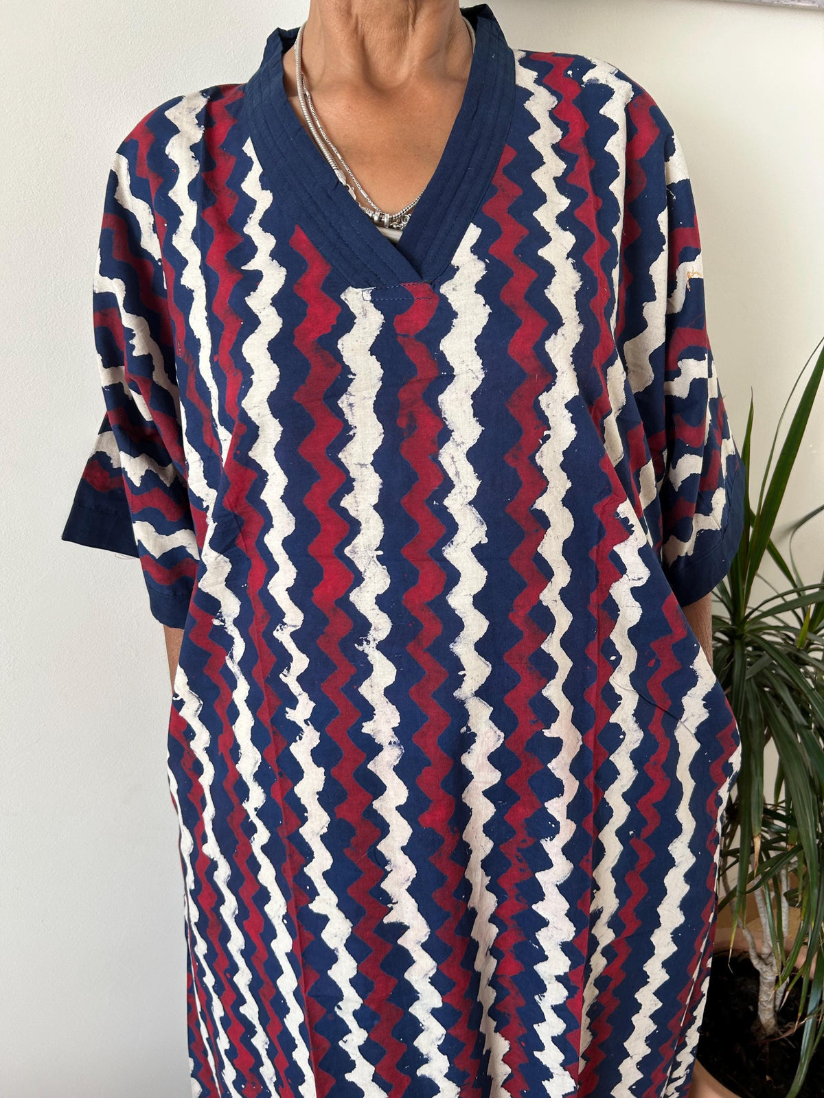 Indigo geometric cotton kaftan,caftan, resort wear,loungewear,gifts for her,boho dress,a line dress,block print dress
