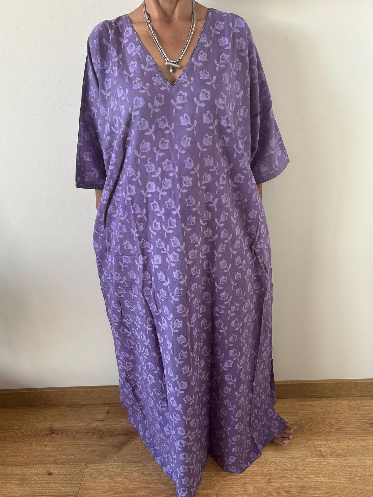 Purple rose cotton kaftan,caftan, resort wear,loungewear,gifts for her,boho dress,a line dress,block print dress